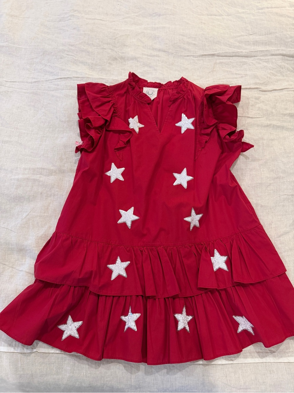 Fantastic Fawn Red Star Ruffle Dress